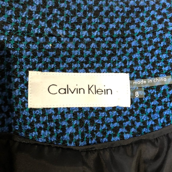 Calvin Klein Blue Tweed Two Button Blazer - Picture 8 of 8